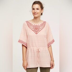 Anthropologie One September Pink Euphemia Peasant Top